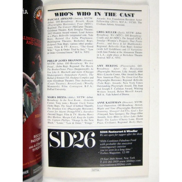 Belleville Playbill February 2013 Amy Herzog Pascal Armand Philip James Brannon - Picture 5 of 6